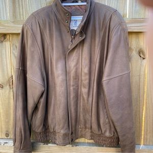Vintage River Trader Bomber Motorcycle Brown Leather Coat
